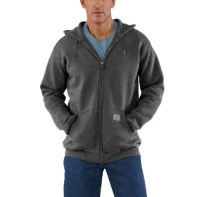 Marquette herensweatshirt met capuchon, losse pasvorm en doorlopende rits