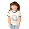 Meisjes-T-shirt met korte armstukken, bloemenprint en 'C'-ring in de hals (kind/peuter/jeugd)