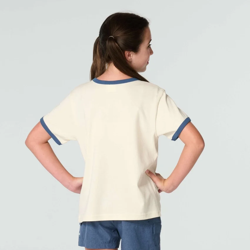 Meisjes-T-shirt met korte armstukken, bloemenprint en 'C'-ring in de hals (kind/peuter/jeugd)