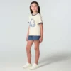 Meisjes-T-shirt met korte armstukken, bloemenprint en 'C'-ring in de hals (kind/peuter/jeugd)