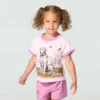 Meisjes-T-shirt met korte armstukken en hondenprint (kind/peuter)
