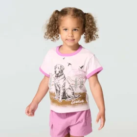 Meisjes-T-shirt met korte armstukken en hondenprint (kind/peuter)