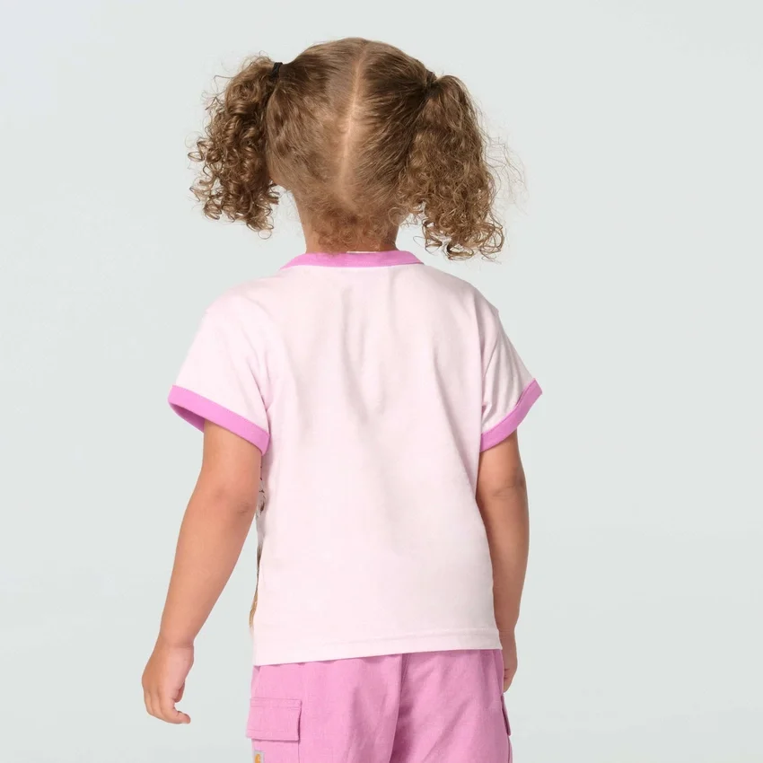 Meisjes-T-shirt met korte armstukken en hondenprint (kind/peuter)