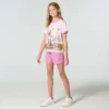 Meisjes-T-shirt met korte armstukken en hondenprint (kind/peuter)