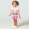 Meisjes-T-shirt met korte armstukken en hondenprint (kind/peuter)