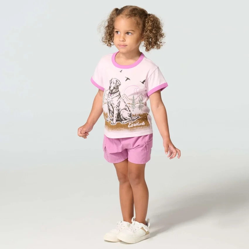 Meisjes-T-shirt met korte armstukken en hondenprint (kind/peuter)