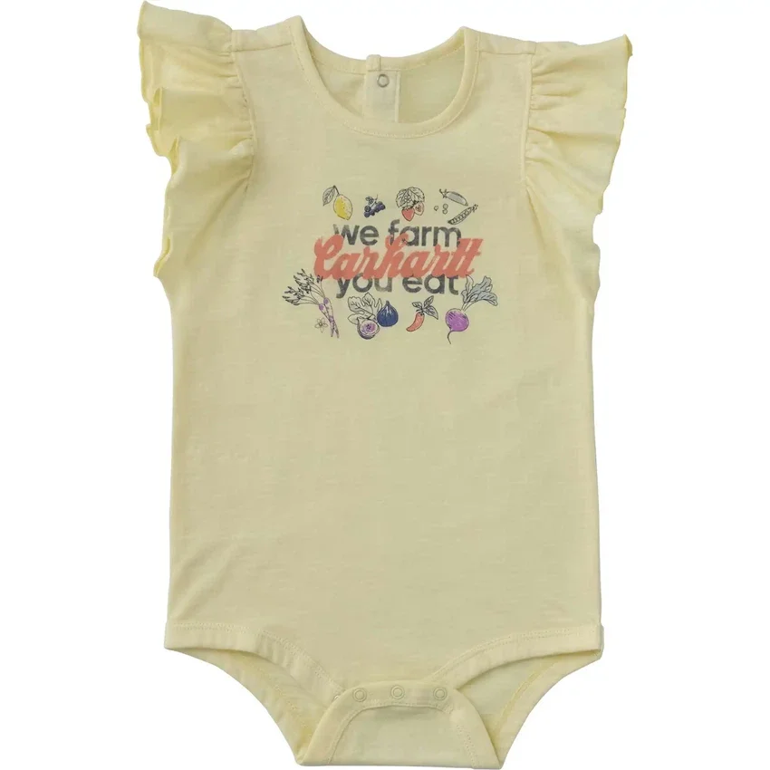Meisjesbody met korte armstukken met ruches en groentemotief (baby)