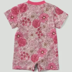 Meisjesrompertje met korte armstukken, bloemenprint, Henley-kraag en zakjes (baby)