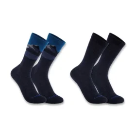 Middenzware synthetisch-wolmix Mountain Crew-sokken, 2-pack