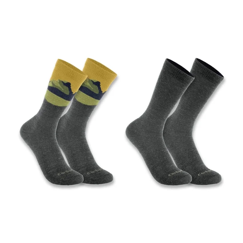 Middenzware synthetisch-wolmix Mountain Crew-sokken, 2-pack