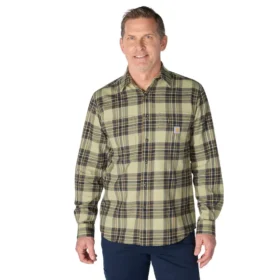 Rugged Flex™ Relaxed Fit middelzwaar flanellen geruit overhemd met lange armstukken