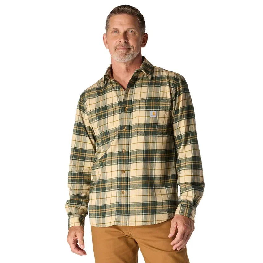 Rugged Flex™ Relaxed Fit middelzwaar flanellen geruit overhemd met lange armstukken