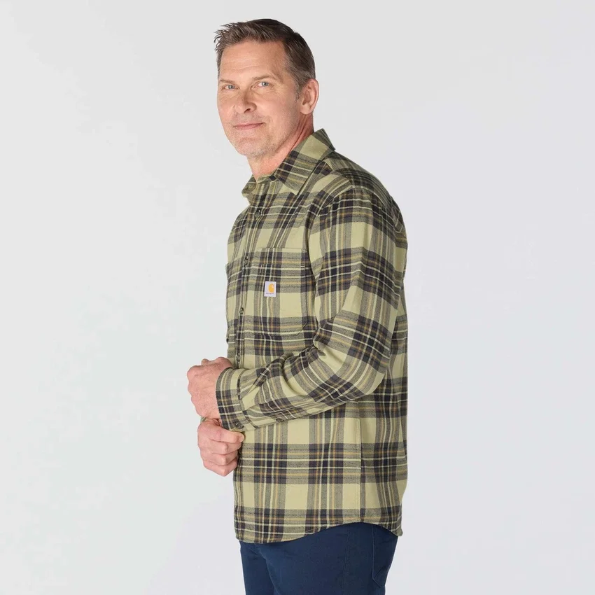 Rugged Flex™ Relaxed Fit middelzwaar flanellen geruit overhemd met lange armstukken