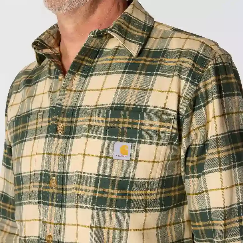 Rugged Flex™ Relaxed Fit middelzwaar flanellen geruit overhemd met lange armstukken