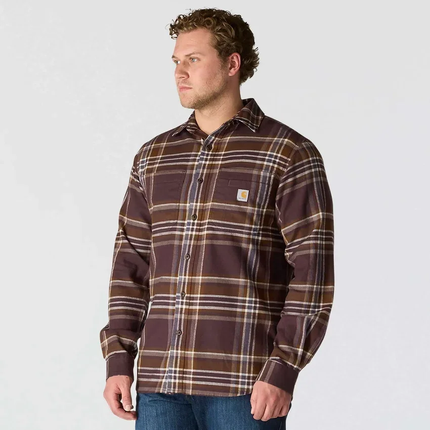 Rugged Flex™ Relaxed Fit middelzwaar flanellen geruit overhemd met lange armstukken