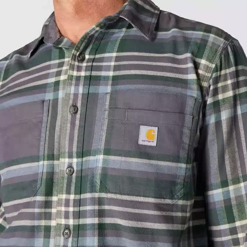 Rugged Flex™ Relaxed Fit middelzwaar flanellen geruit overhemd met lange armstukken