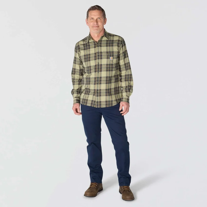 Rugged Flex™ Relaxed Fit middelzwaar flanellen geruit overhemd met lange armstukken