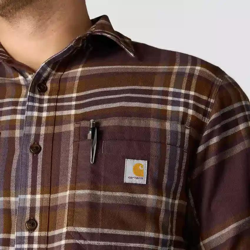 Rugged Flex™ Relaxed Fit middelzwaar flanellen geruit overhemd met lange armstukken