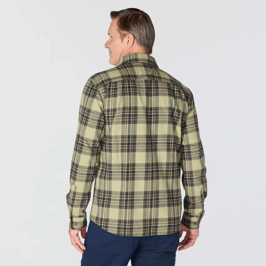 Rugged Flex™ Relaxed Fit middelzwaar flanellen geruit overhemd met lange armstukken