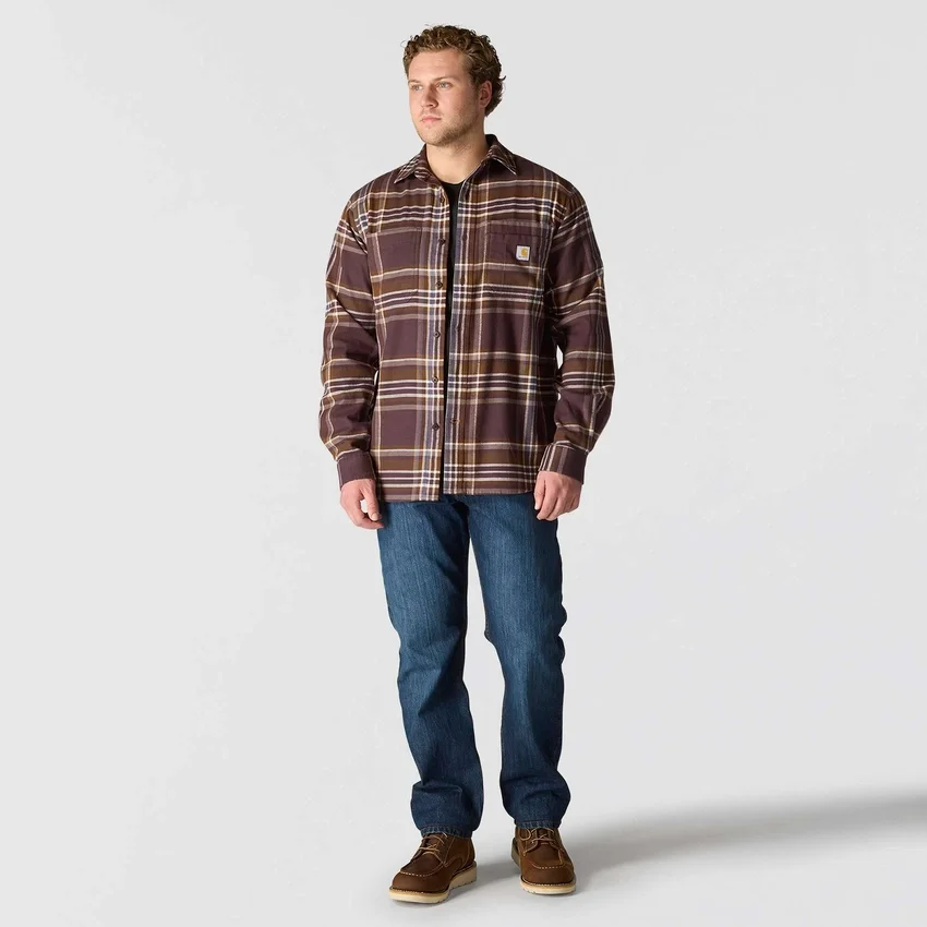 Rugged Flex™ Relaxed Fit middelzwaar flanellen geruit overhemd met lange armstukken