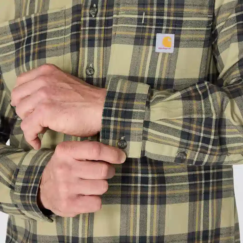 Rugged Flex™ Relaxed Fit middelzwaar flanellen geruit overhemd met lange armstukken