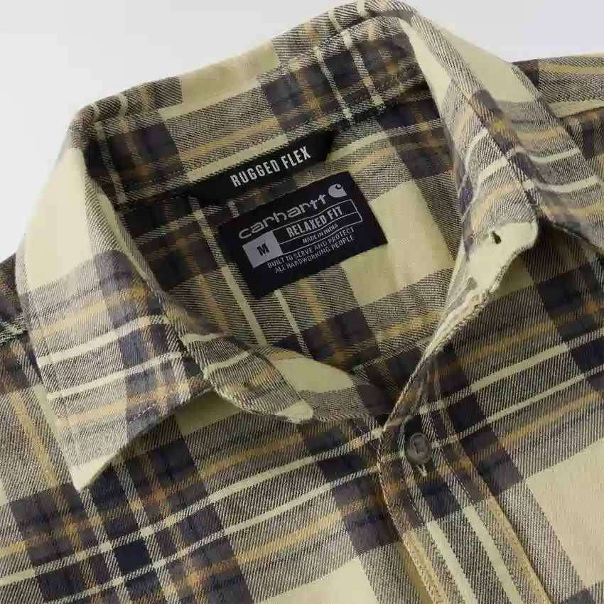 Rugged Flex™ Relaxed Fit middelzwaar flanellen geruit overhemd met lange armstukken