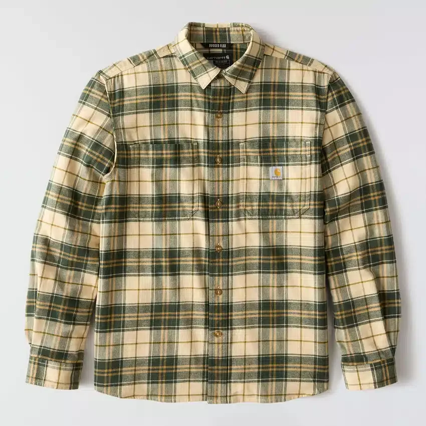 Rugged Flex™ Relaxed Fit middelzwaar flanellen geruit overhemd met lange armstukken