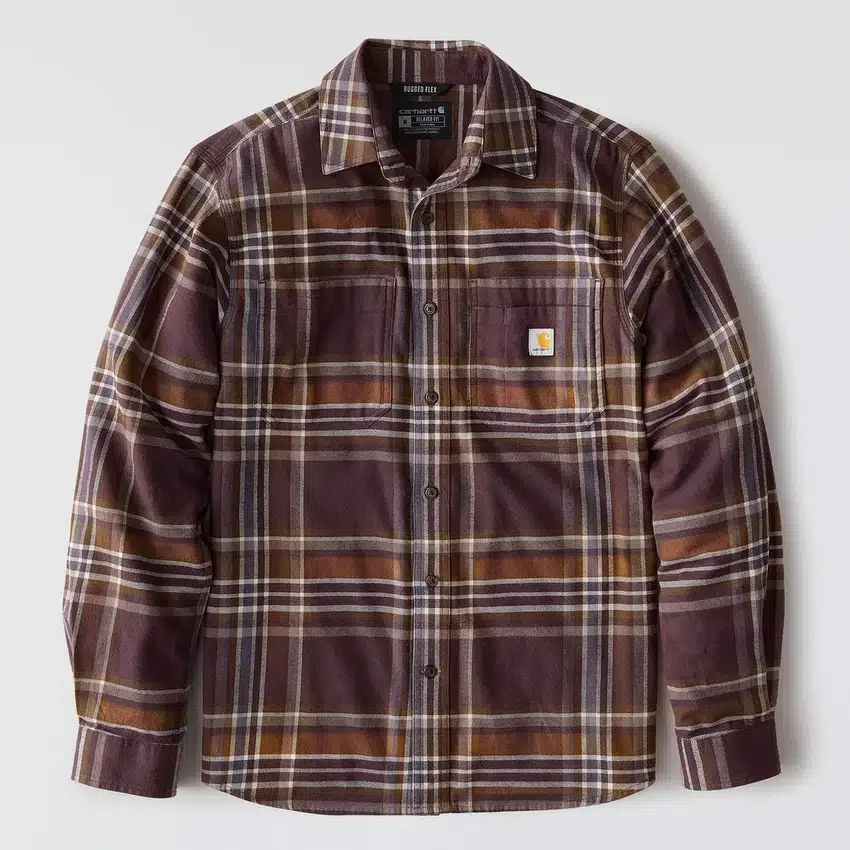 Rugged Flex™ Relaxed Fit middelzwaar flanellen geruit overhemd met lange armstukken