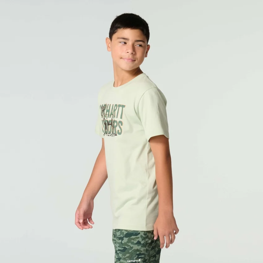 T-shirt met korte armstukken en hertenprint voor jongens (kinderen/jeugd)