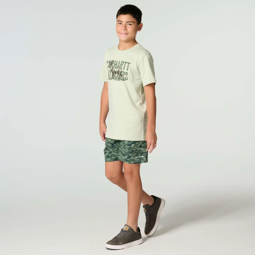 T-shirt met korte armstukken en hertenprint voor jongens (kinderen/jeugd)