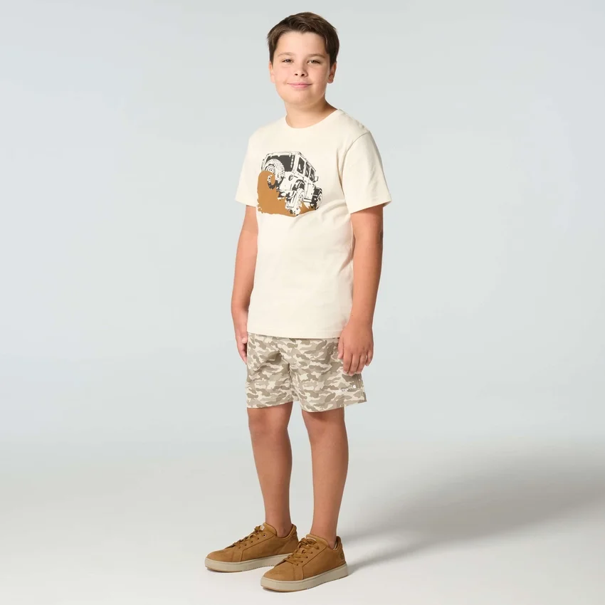 T-shirt met korte armstukken en voertuigprint voor jongens (kind/peuter/jeugd)
