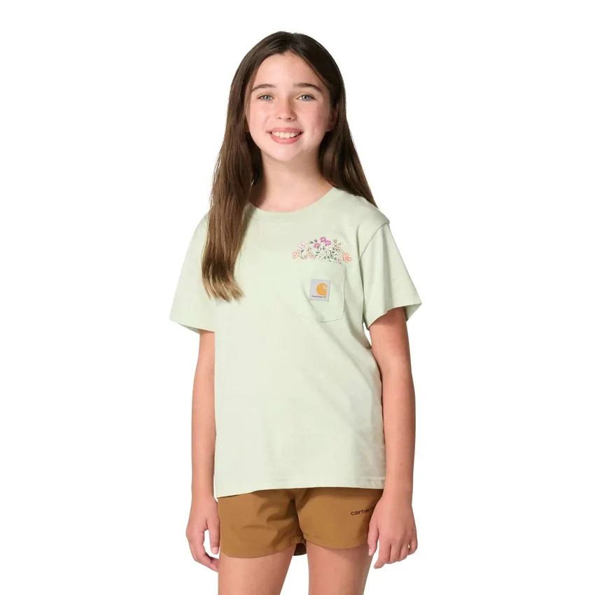 T-shirt met korte armstukken en zakje voor meisjes (kind/peuter/jeugd)