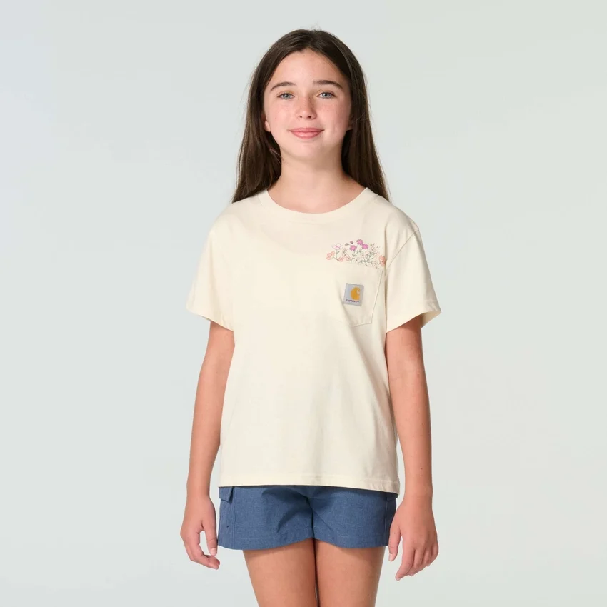 T-shirt met korte armstukken en zakje voor meisjes (kind/peuter/jeugd)