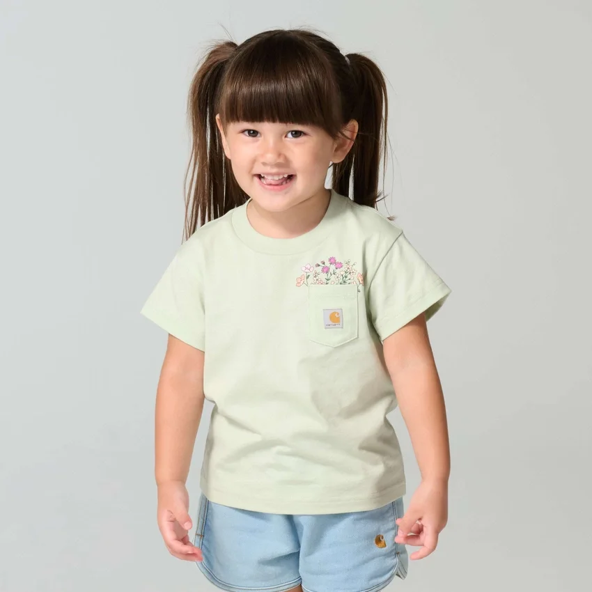 T-shirt met korte armstukken en zakje voor meisjes (kind/peuter/jeugd)