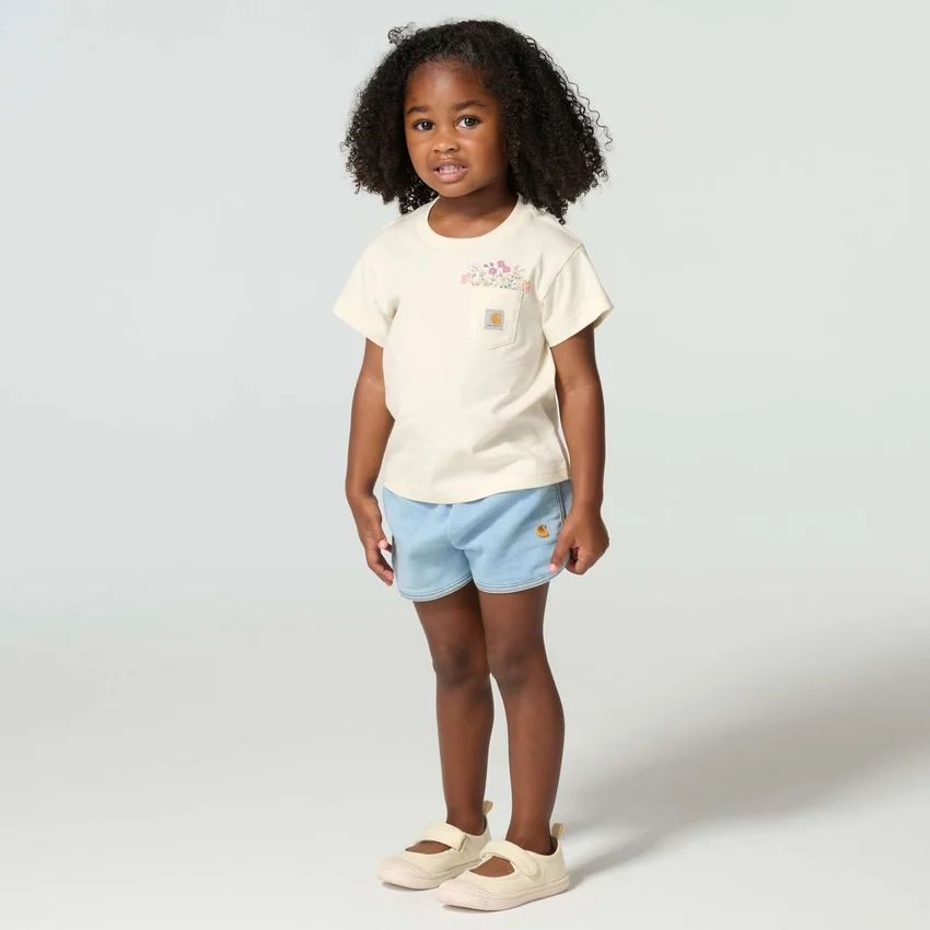 T-shirt met korte armstukken en zakje voor meisjes (kind/peuter/jeugd)