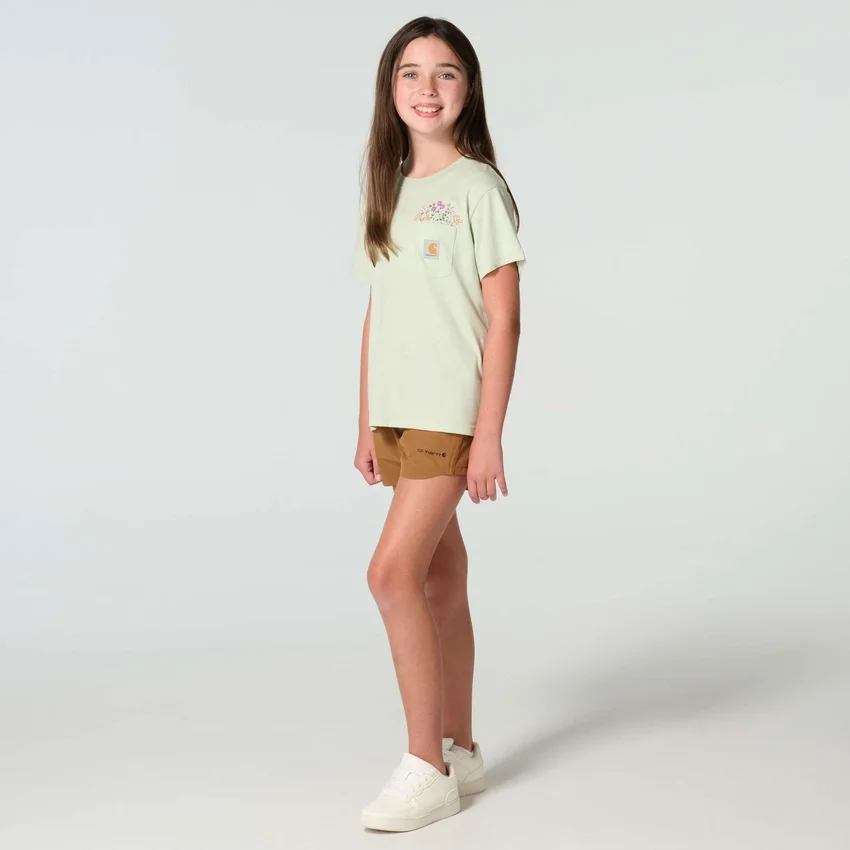 T-shirt met korte armstukken en zakje voor meisjes (kind/peuter/jeugd)