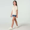 T-shirt met korte armstukken en zakje voor meisjes (kind/peuter/jeugd)