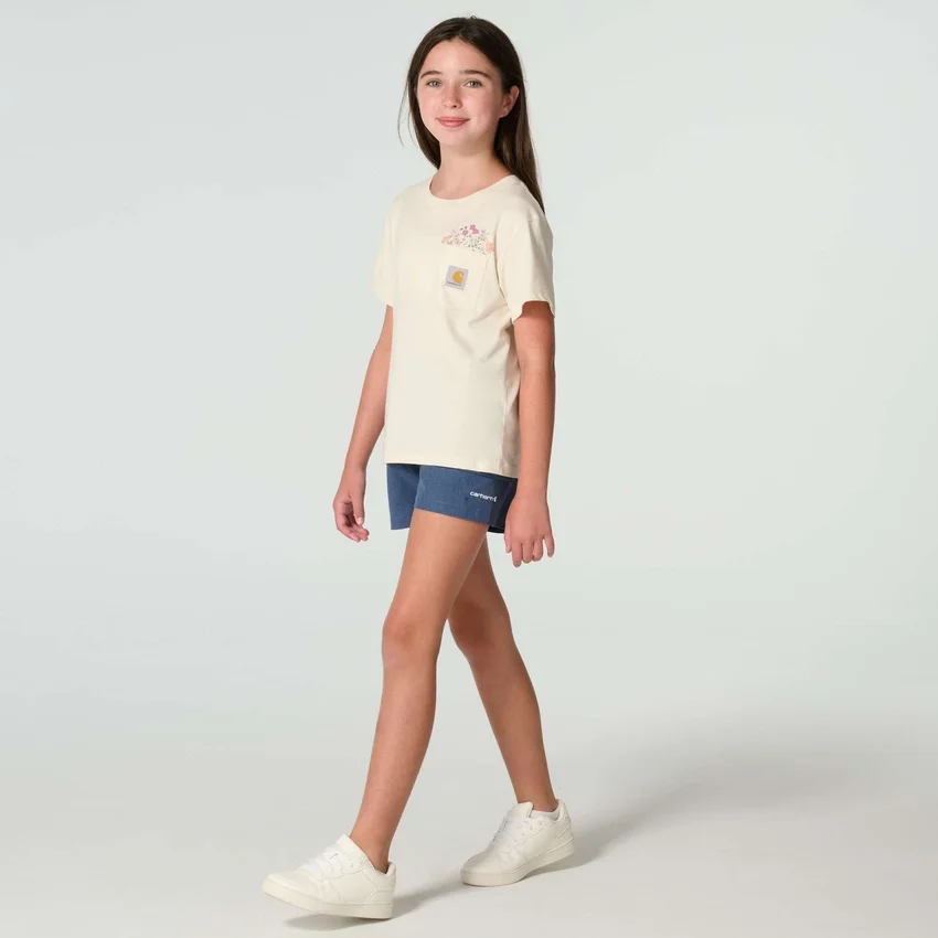 T-shirt met korte armstukken en zakje voor meisjes (kind/peuter/jeugd)