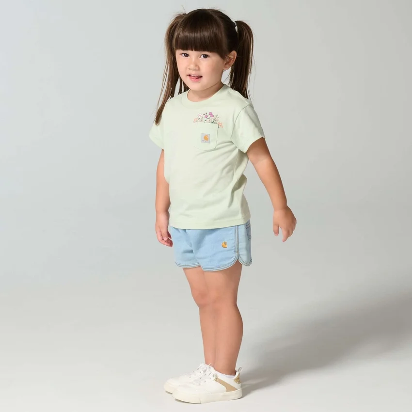 T-shirt met korte armstukken en zakje voor meisjes (kind/peuter/jeugd)