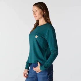 Tencel-overhemd met ronde hals, losse pasvorm en zak voor dames