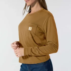Tencel-overhemd met ronde hals, losse pasvorm en zak voor dames