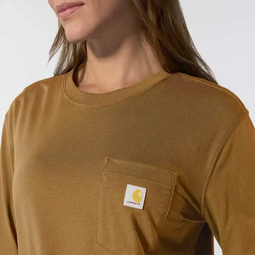 Tencel-overhemd met ronde hals, losse pasvorm en zak voor dames