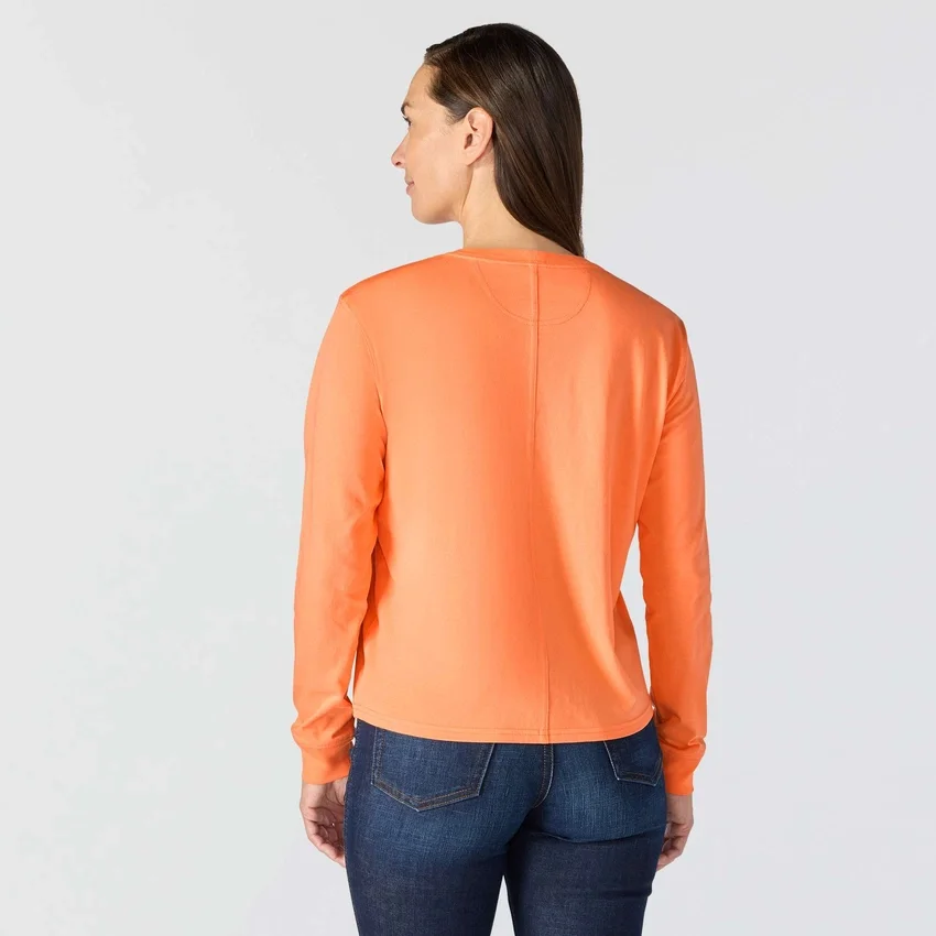 Tencel-overhemd met ronde hals, losse pasvorm en zak voor dames