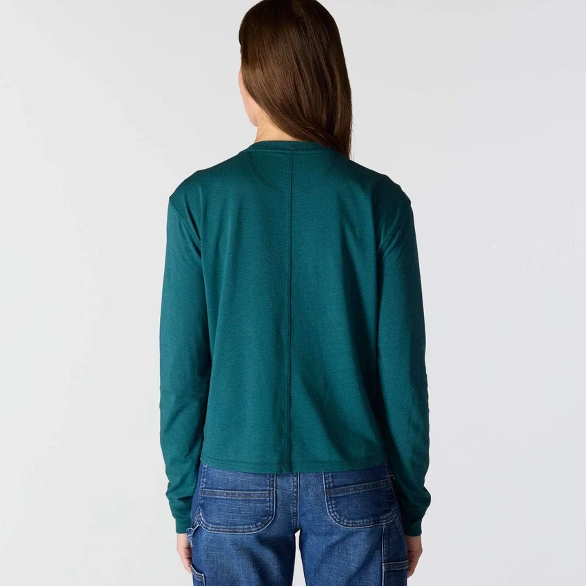 Tencel-overhemd met ronde hals, losse pasvorm en zak voor dames