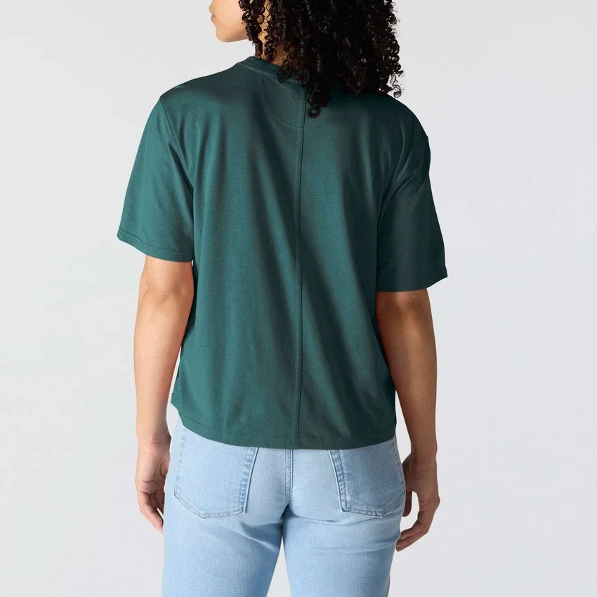 Tencel Sweatshirt met ronde hals, losse pasvorm en zak voor dames