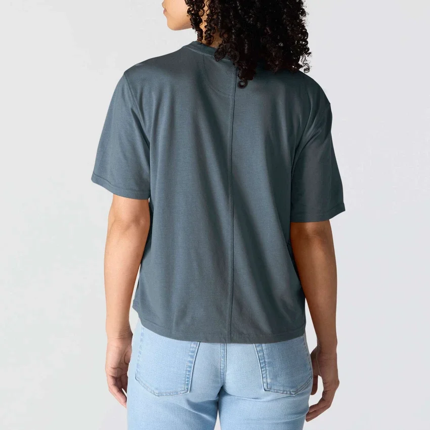 Tencel Sweatshirt met ronde hals, losse pasvorm en zak voor dames