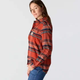 Tencel™-vezelserie: geruild geruit overhemd met relaxte pasvorm voor dames