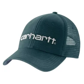 Truckerpet van canvas met mesh-achterkant en logo