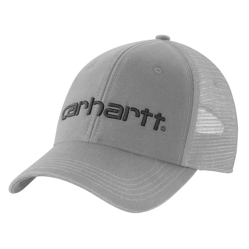 Truckerpet van canvas met mesh-achterkant en logo