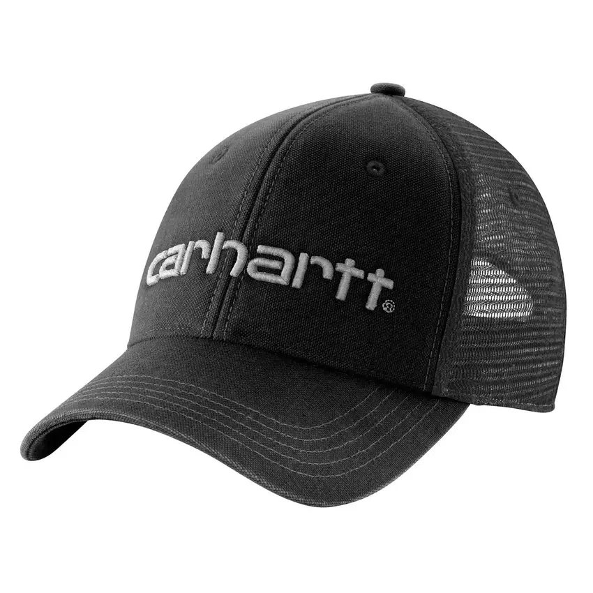 Truckerpet van canvas met mesh-achterkant en logo